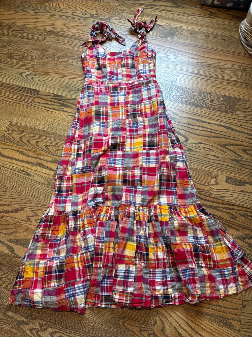 Keil James Patrick Summer Soirée Madras Tie Shoulder Plaid Maxi Dress, 2